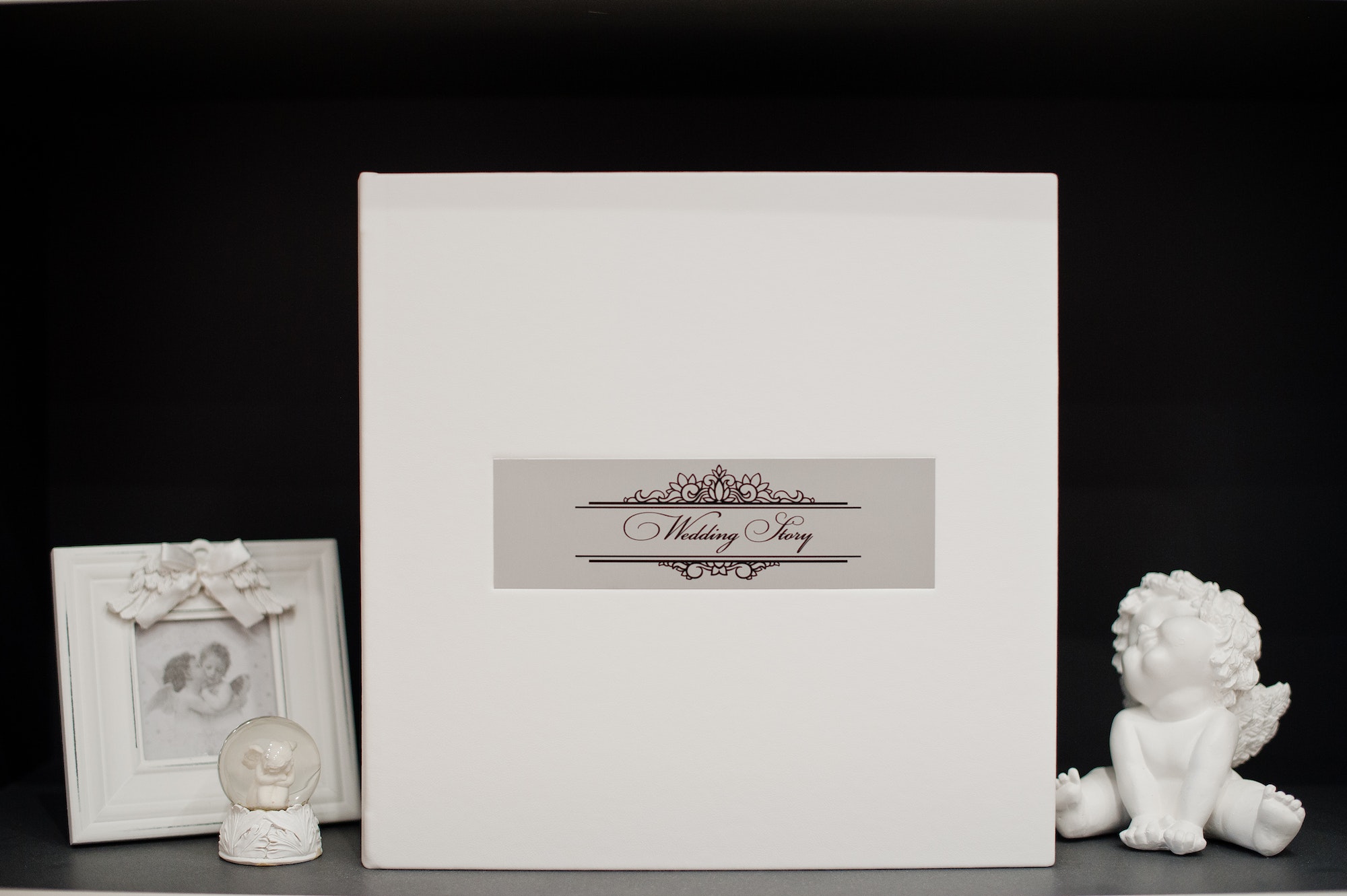 Elegant white or beige photobook or photo album